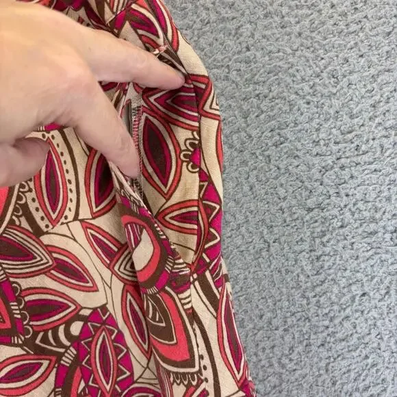 VTG Linen Skirt 18W Boho Lagenlook Tribal Floral Artsy Natural Pockets Lined - Picture 3 of 10